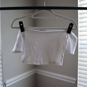 White Off the Shoulder Tobi Crop Top